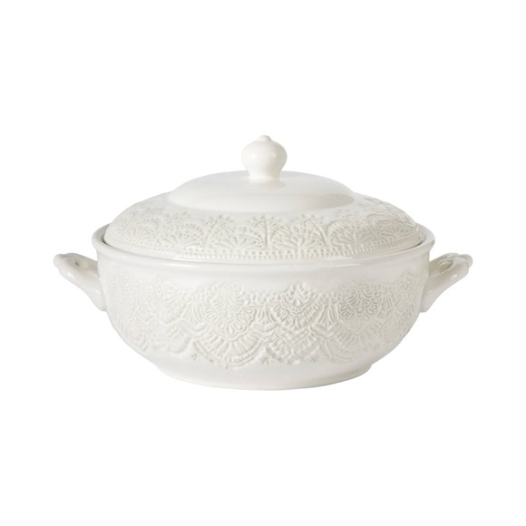 Pioneer Woman Vintage Lace Stoneware Tureen Linen 11\